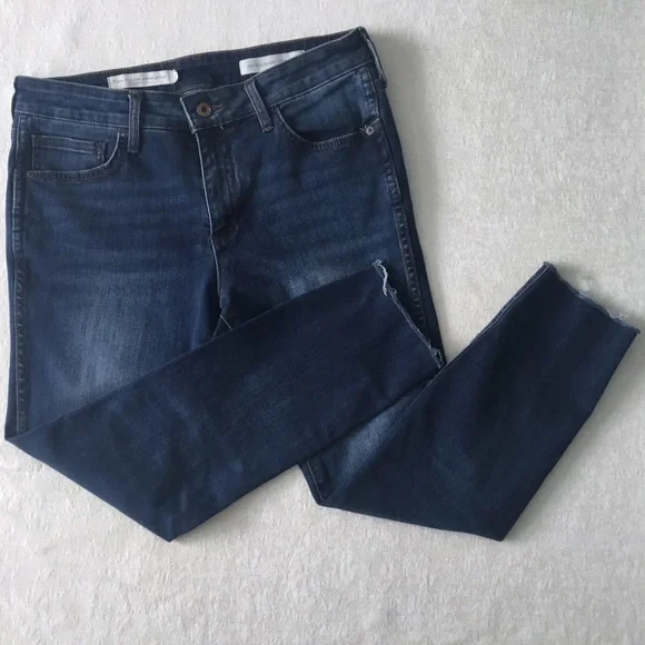 Pilcro And The Letterpress Mid-Rise Skinny Jeans Woman’s Size 30 Blue Slit Hem - Picture 15 of 16